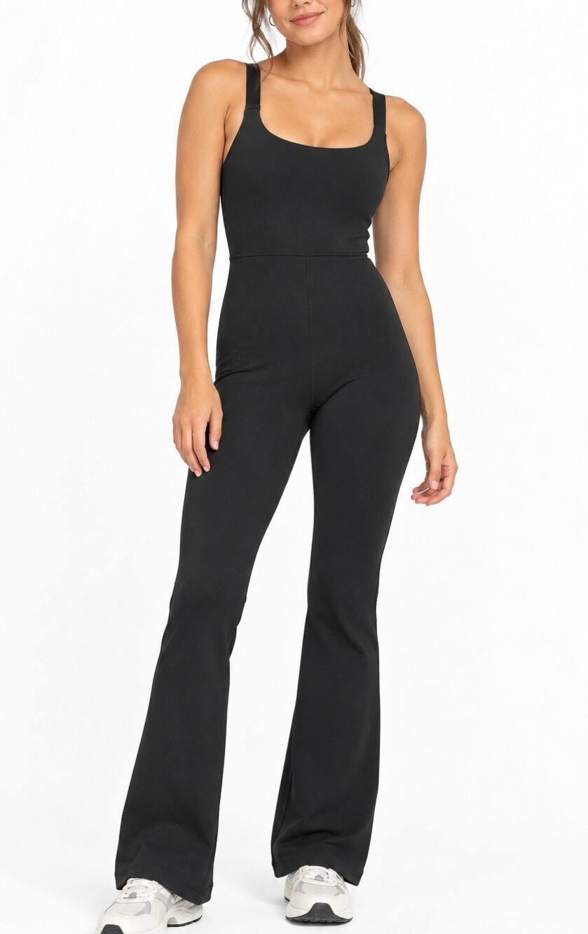 OFFLINE By Aerie The Hugger Bootcut Jumpsuit True Black XS Short